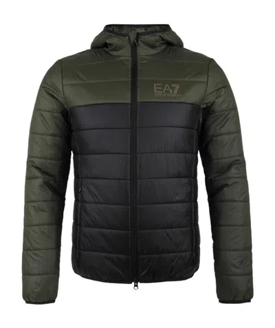 Ea7 Quilted Zipper Down Jacket In Black