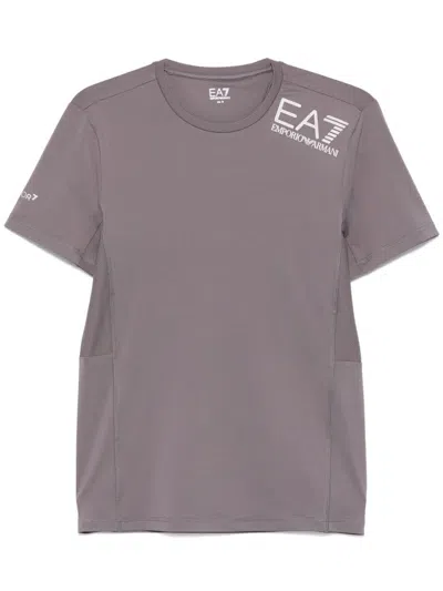 Ea7 Raised-logo T-shirt In Grey