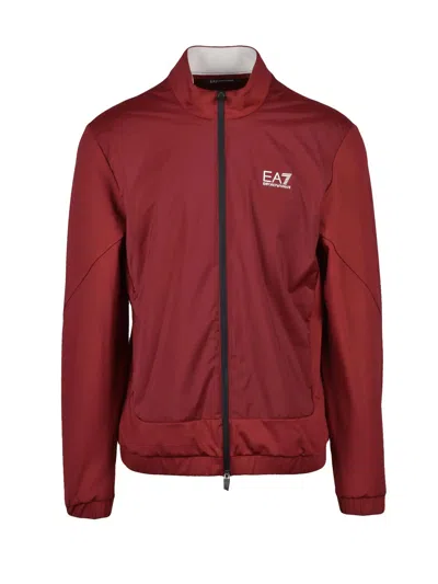 Ea7 Red Lycra Polyamide Elastane Zip Sweatshirt