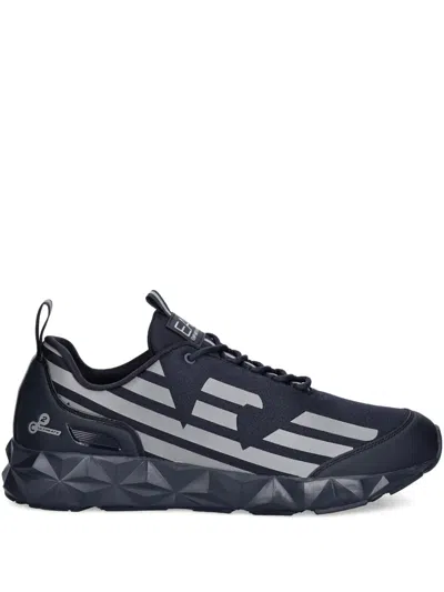 Ea7 Reflective Panelled Sneakers In Blue