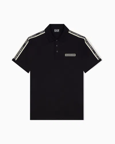 Ea7 Regular Fit Polo Shirt Logo Series In Stretch Cotton Jersey In Black