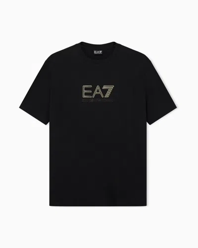 Ea7 Regular Fit T-shirt Premium Label In Viscose With Logo In Black