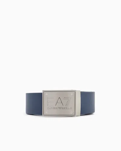 Ea7 Reversible Belt In Blue