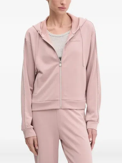 Ea7 Rhinestone-trimmed Hooded Tracksuit Set In Pink