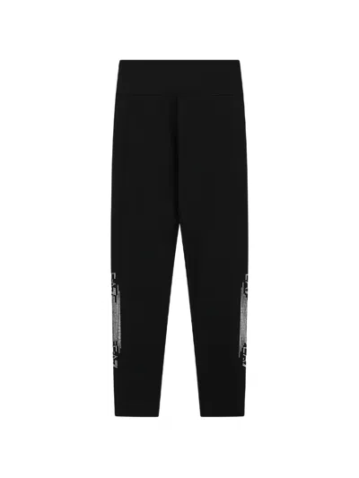 Ea7 Rhinestone-embellished Leggings In Black