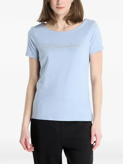 Ea7 Rhinestone-logo T-shirt In Blue