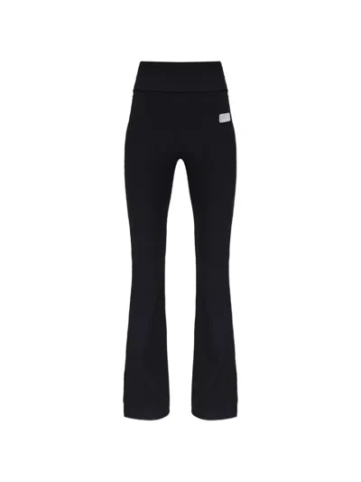 Ea7 Ribbed Flared Track Pants In Black