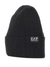 Ea7 Ribbed Logo-patch Beanie In Black