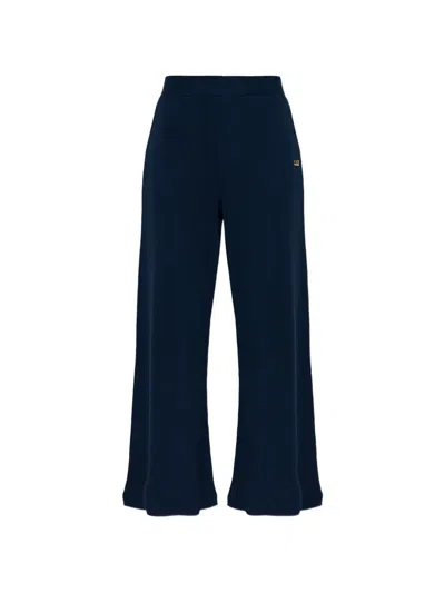 Ea7 Ribbed Logo-plaque Track Pants In Blue