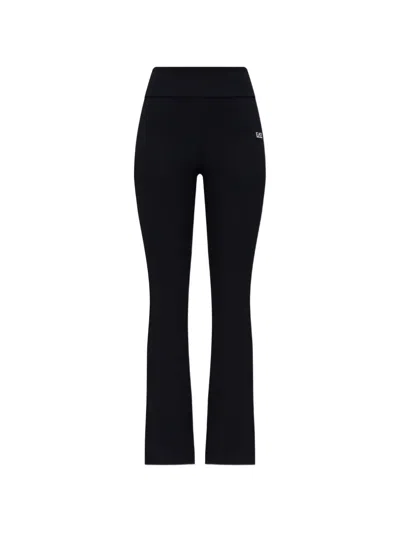 Ea7 Ribbed Track Pants In Black