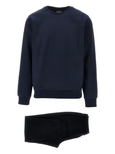 Ea7 Ribbed Tracksuit In Blue