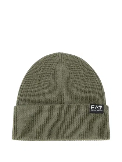 EA7 RIBBED-KNIT BEANIE HAT