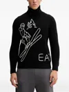 Ea7 Roll-neck Graphic Sweater In Black