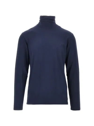 Ea7 Roll-neck Long-sleeve T-shirt In Blue