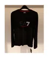 Ea7 Round Collar And Long-sleeved T-shirt In Black