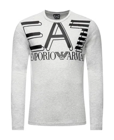 Ea7 Round Collar And Long-sleeved T-shirt In White