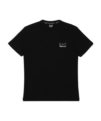 Ea7 Round Collar Logo T-shirt In Black