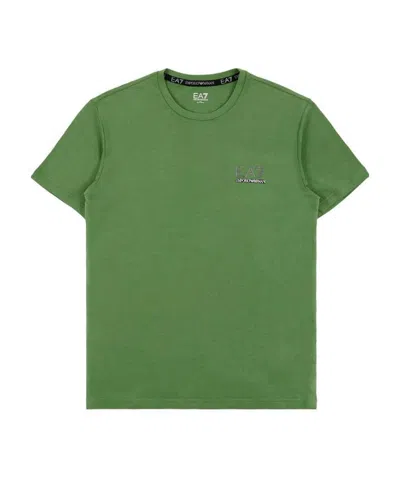 Ea7 Round Collar Logo T-shirt In Gray