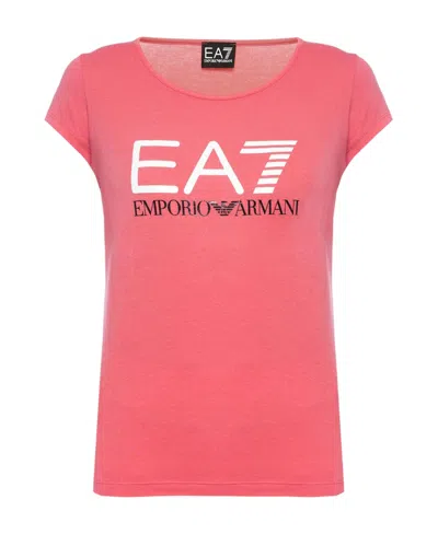 Ea7 Round Collar Logo T-shirt In Red