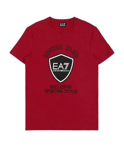 Ea7 Round Collar Logo T-shirt In Red