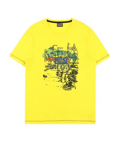Ea7 Round Collar Logo T-shirt In Yellow