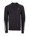 Ea7 Round Collar Long Sleeve Sweater In Black