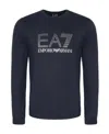 Ea7 Round Collar Long Sleeve Sweater In Black
