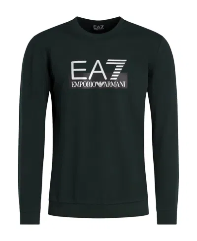 Ea7 Round Collar Long Sleeve Sweater In Black