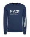 Ea7 Round Collar Long Sleeve Sweater In Blue