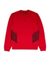 Ea7 Round Collar Long Sleeve Sweater In Red