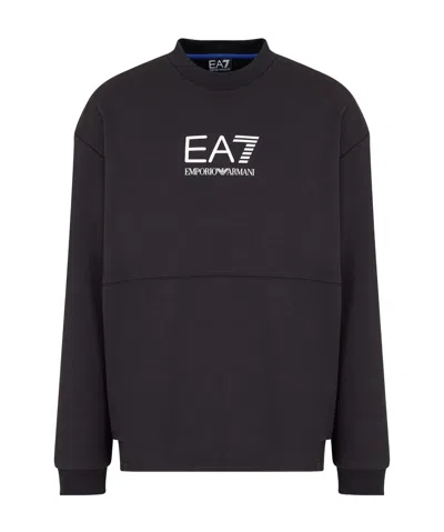 Ea7 Round-collar Sweatshirt In Black