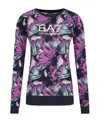 Ea7 Round Neck Print Sweater In Black
