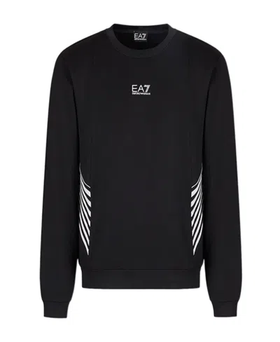Ea7 Round-necked Logo Sweater In Black