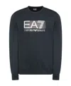 Ea7 Round-necked Logo Sweater In Black