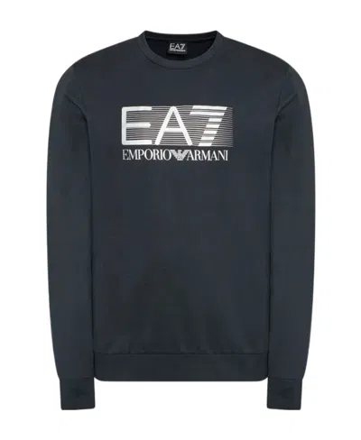 Ea7 Round-necked Logo Sweater In Black