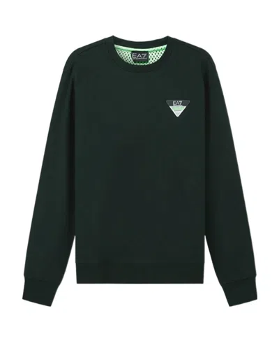 Ea7 Round-necked Logo Sweater In Black