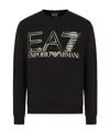 Ea7 Round-necked Logo Sweater In Black