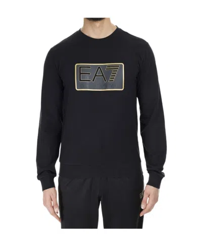 Ea7 Round-necked Logo Sweater In Black