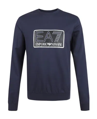 Ea7 Round-necked Logo Sweater In Black