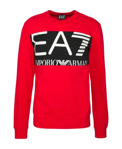 Ea7 Round-necked Logo Sweater In Black
