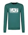 Ea7 Round-necked Logo Sweater In Green