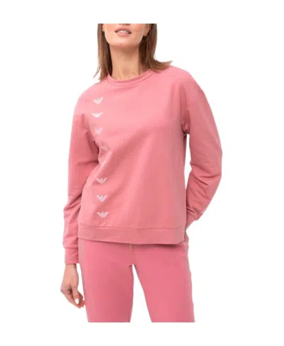 Ea7 Round-necked Logo Sweater In Pink
