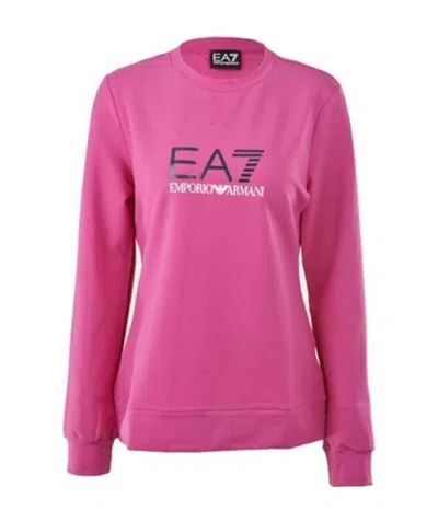 Ea7 Round-necked Logo Sweater In Pink