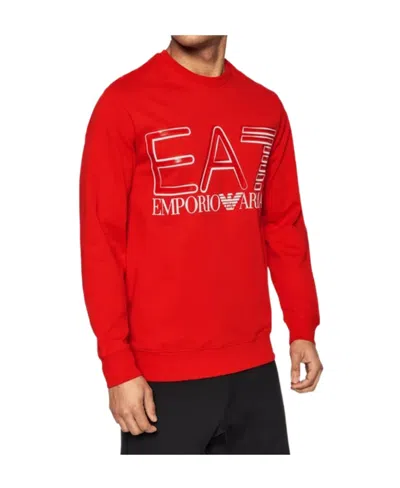 Ea7 Round-necked Logo Sweater In Red