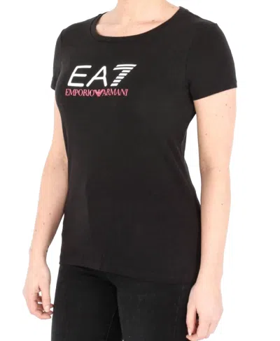Ea7 Round-necked Logo T-shirt In Black