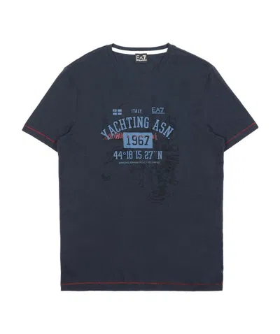 Ea7 Round-necked Logo T-shirt In Black