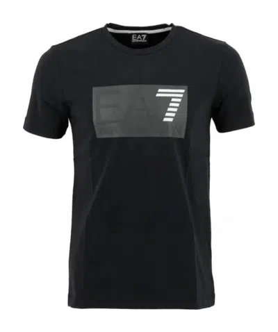 Ea7 Round-necked Logo T-shirt In Black