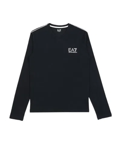 Ea7 Logo T-shirt With Round Neck In Black