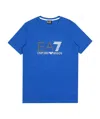 Ea7 Logo Printed Round Collar T-shirt In Blue