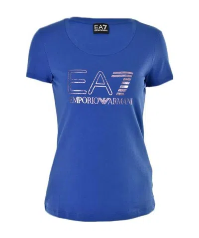Ea7 Round-necked Logo T-shirt In Blue